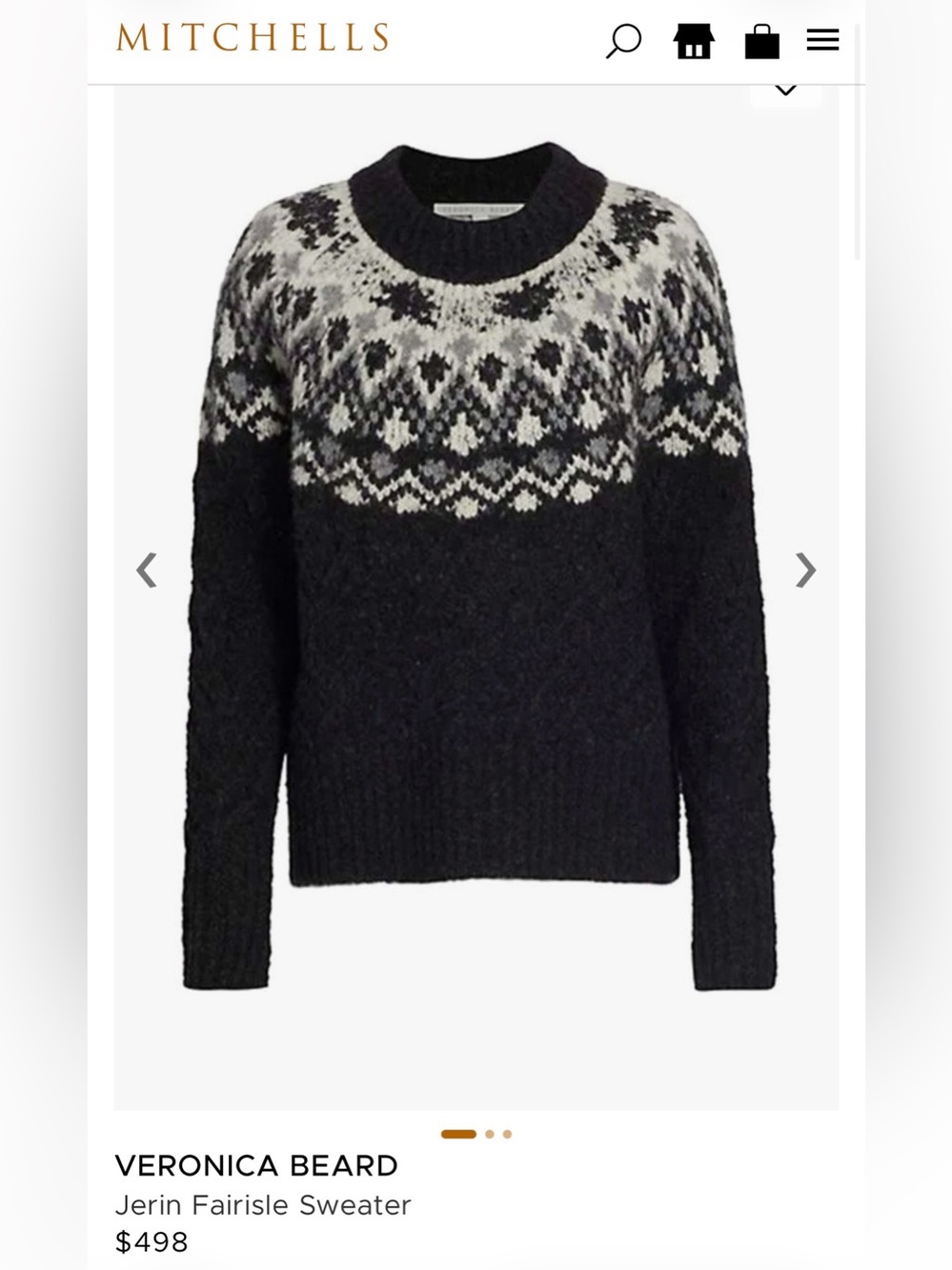 Veronica Beard - Jerin Fairisle Sweater, Black & Cream Size M
